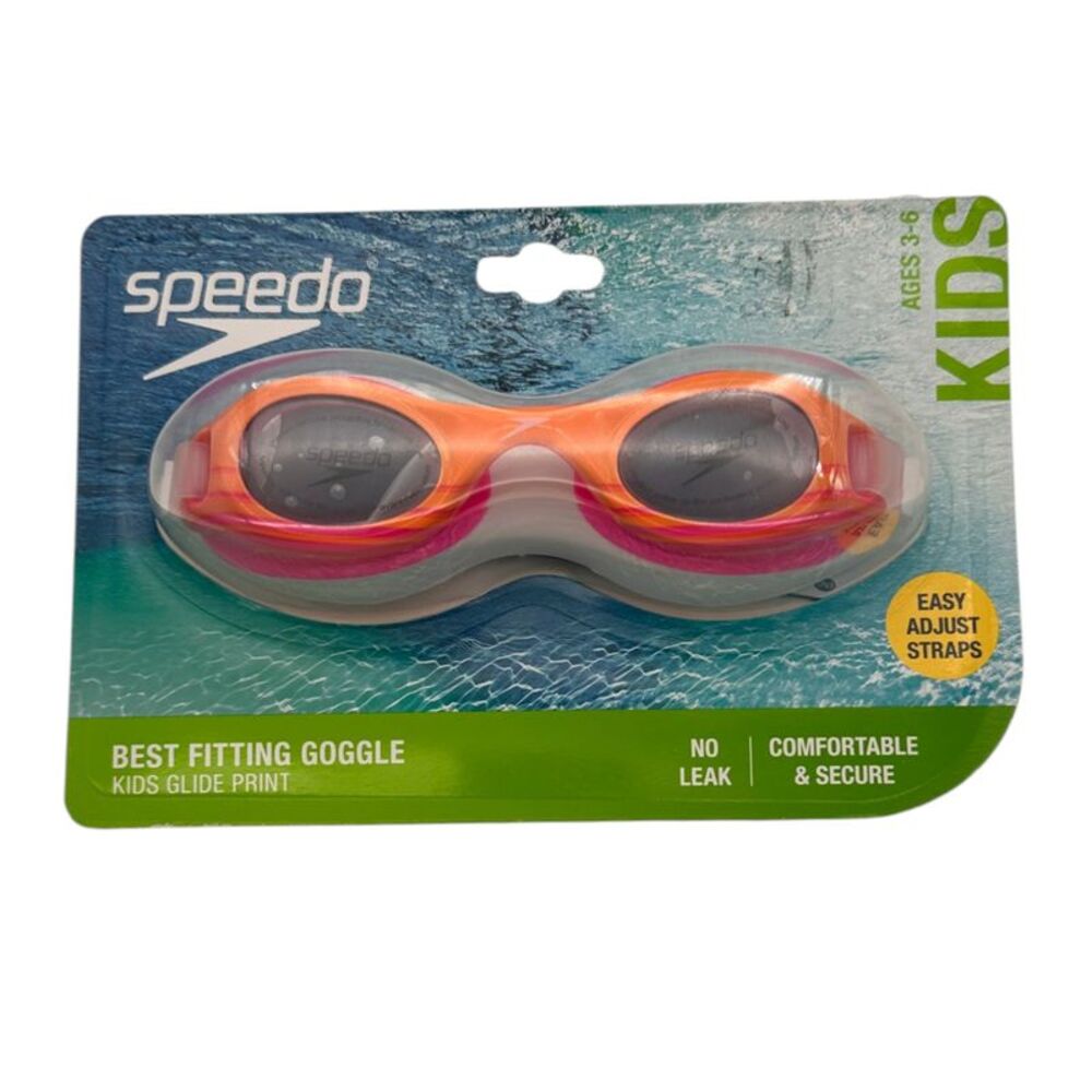 Speedo Kids Glide Print Best Fitting Goggle in Flare Pink for Ages 3-6